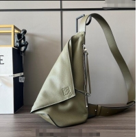 Super Quality Loewe Men's Anton Sling Bag in soft grained calfskin 060356 Khaki Green 2023