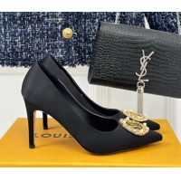 Luxury Discount Louis Vuitton Met Pumps 7cm in Satin Black 226140