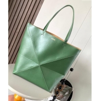 Best Price Loewe Large Puzzle Fold Tote in shiny calfskin Hunter 9033 Green 2023