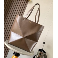 Super Quality Loewe Large Puzzle Fold Tote in shiny calfskin 9033 Umber Brown 2023