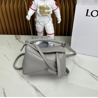 Top Design Loewe Mini Puzzle Edge bag in Grained Calfskin 062221 Grey 2023