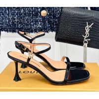Pretty Style Louis Vuitton Blossom Heel Sandals 7.5cm Patent Leather Black 320032