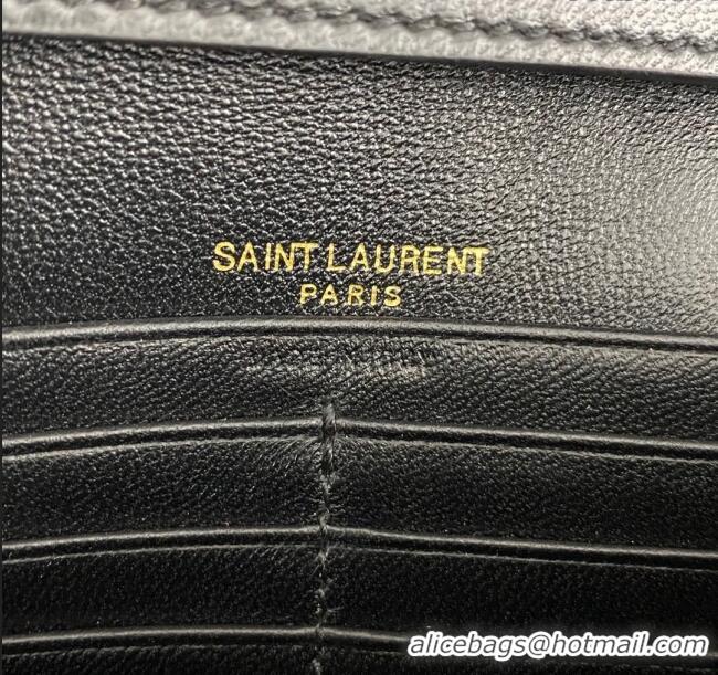 Good Taste Saint Laurent Cassandre Matelasse Carre Chain Wallet in Quilted Leather 743346 Black 2023