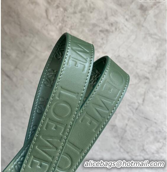 Top Grade Loewe Mini Puzzle bag in Satin Calfskin with Wide Leather Strap L2074 Bottle Green 2024
