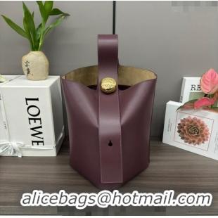 Reasonable Price Loewe Medium Pebble Bucket bag in mellow calfskin 062341 Dark Burgundy 2024