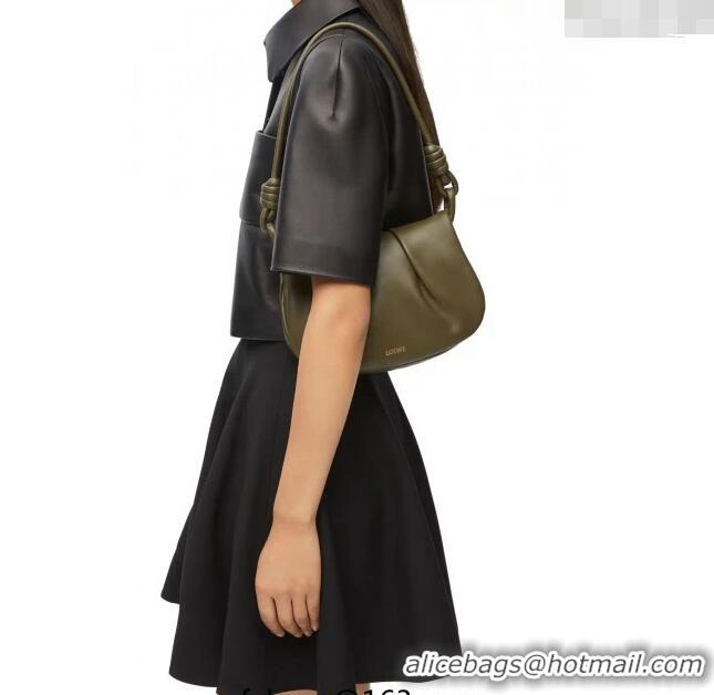 Trendy Design Loewe Paseo Satchel Bag in Shiny Nappa Calfskin 062317 Green 2023