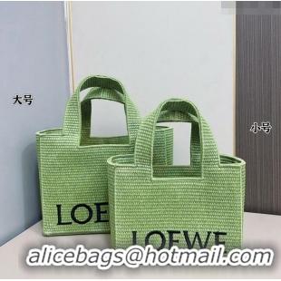 Well Crafted Loewe Small/Medium LOEWE Front Tote Bag in Raffia Straw 0402 Green 2024