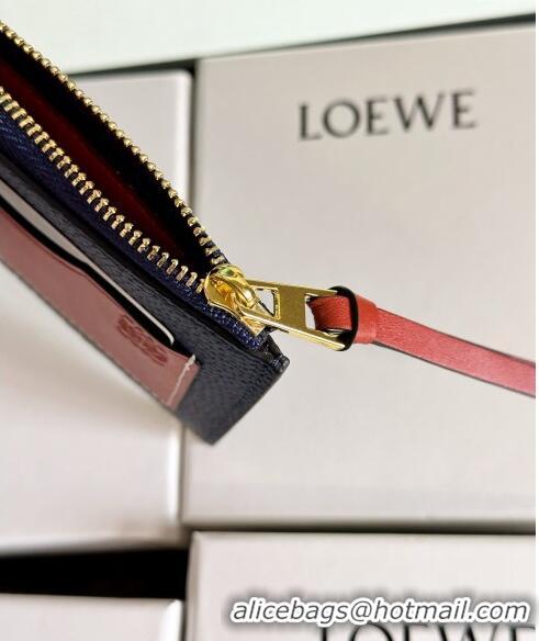 New Style Loewe Large Coin Card Holder in Soft Grained Leather 0402 Blue 2024