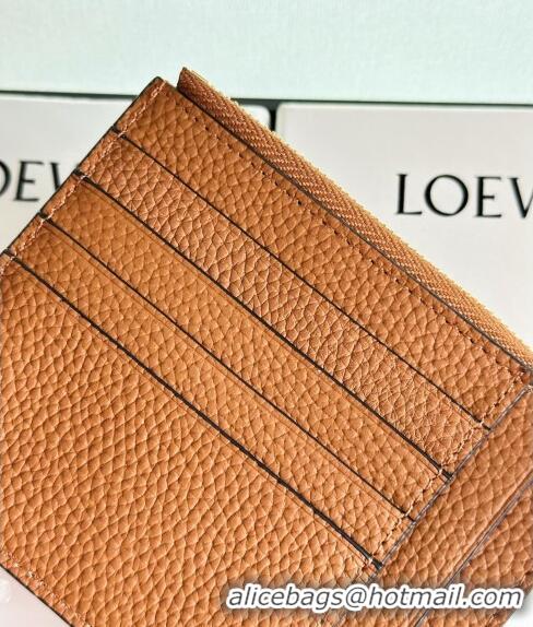 Top Quality Loewe Large Coin Card Holder in Soft Grained Leather 0402 Brown 2024