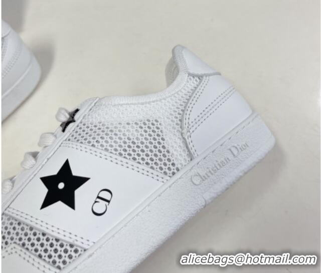 Charming Dior CD Star Calfskin and Mesh Sneakers White/Black 325136
