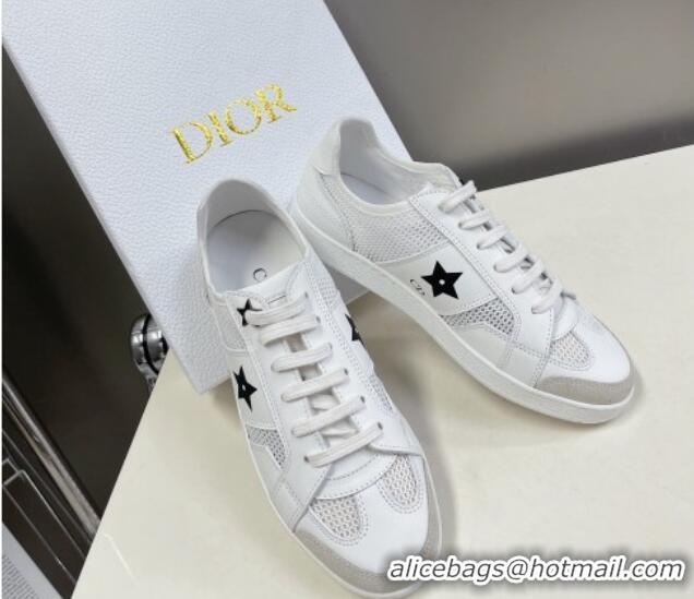 Charming Dior CD Star Calfskin and Mesh Sneakers White/Black 325136