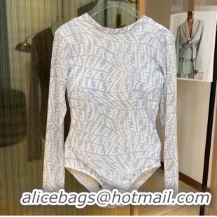 ​Well Crafted Fendi Long Sleeve Swimwear 0307 Grey/White 2024