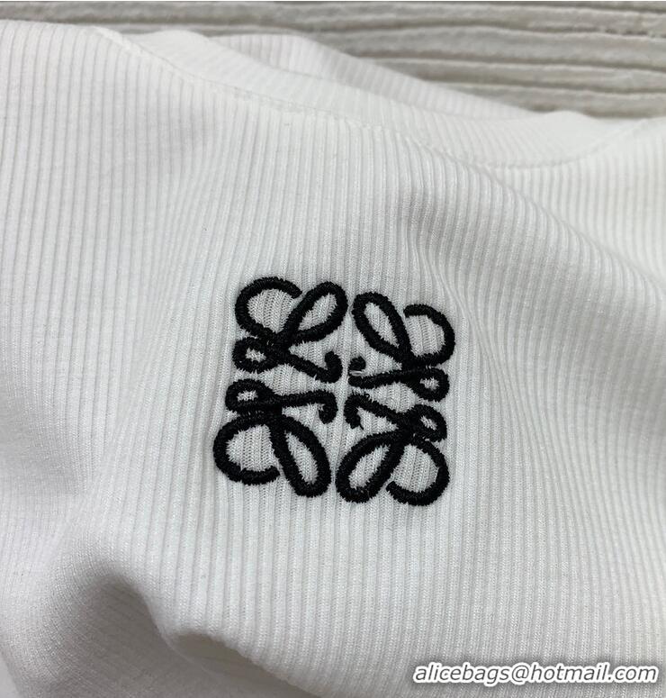 ​Pretty Style Loewe Logo Embroidered Cropped Anagram Tank top in Cotton L1256 White