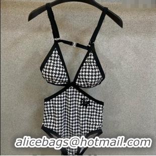 Inexpensive Dior Houndstooth Swimwear 0401 White/Black 2024