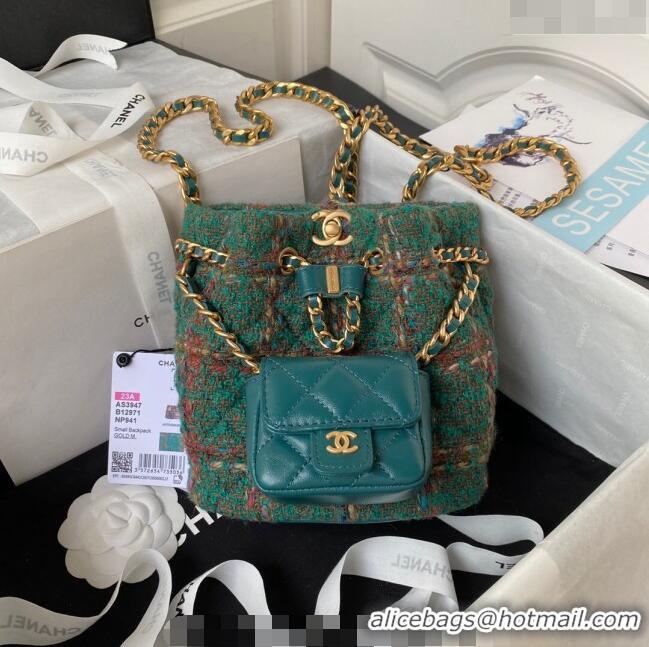Best Price Chanel Tweed Small Backpack bag AS3947 Green 2023