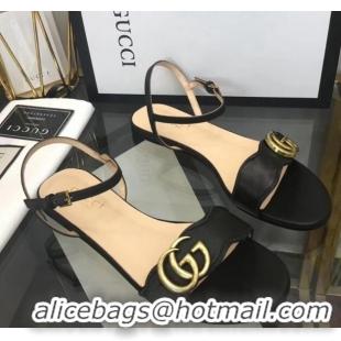 Unique Style Gucci Leather Wave Flat Sandals Black 319043
