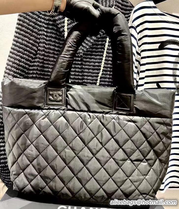 Buy Discount Chanel Coco Cocoon Zipped Tote Quilted Nylon Large Tote Bag AS4512 Black