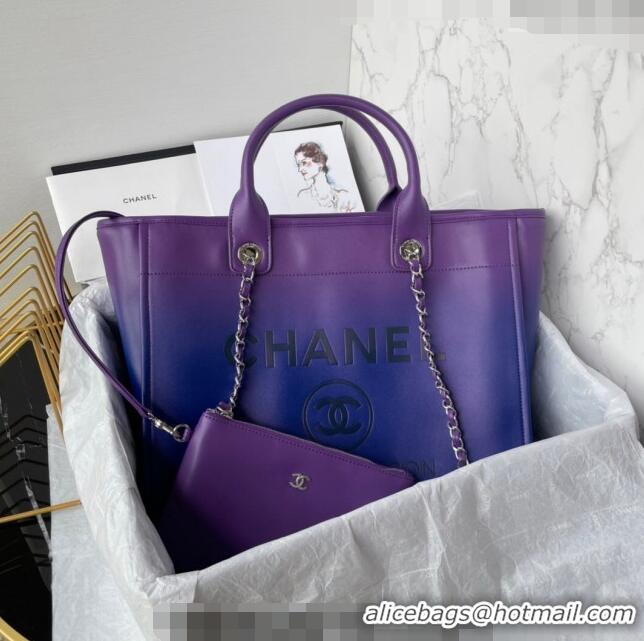 Inexpensive Chanel Shaded Calfskin Shopping Bag AS3351 Purple/Blue/Dark Blue 2024