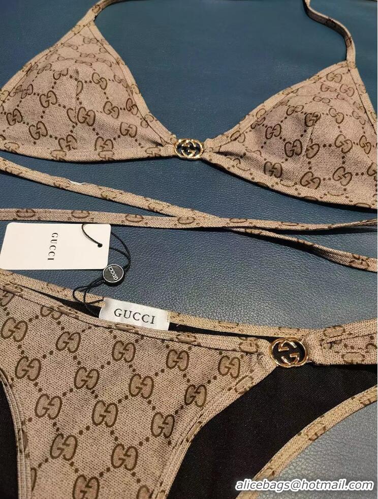 Trendy Design Gucci GG Supreme-print Triangle Bikini G7412 Beige