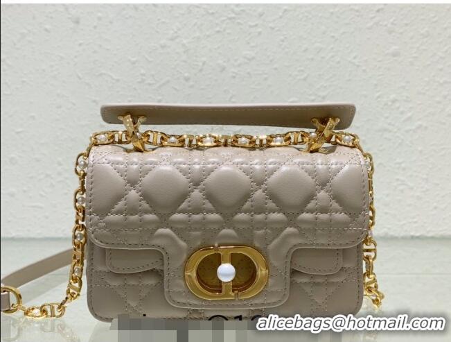 Top Grade Dior Mini Jolie Top Handle Bag in Cannage Calfskin CD5054 Grey 2024