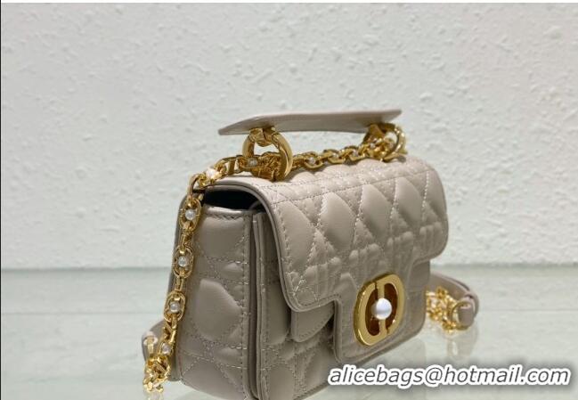 Top Grade Dior Mini Jolie Top Handle Bag in Cannage Calfskin CD5054 Grey 2024