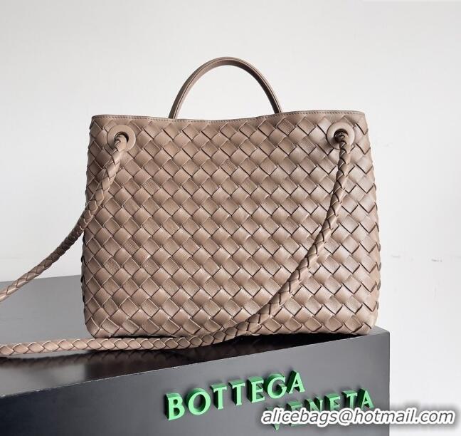 Super Quality Bottega Veneta Medium Andiamo Top Handle Bag in Intrecciato Leather 743572 Grey 2024