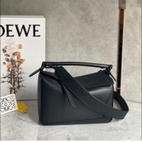 Buy Cheap Loewe Small Puzzle bag in Satin Calfskin with Wide Leather Strap L2073 Black 2024