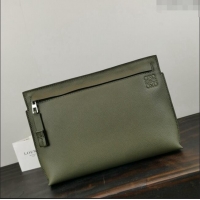 Traditional Specials Loewe T Pouch in Grained Calfskin 3040 Green 2024
