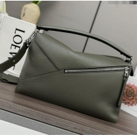 Promotional Loewe Large Puzzle Bag in Grained Calfskin L2107 Khaki Green 2024