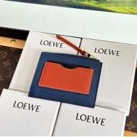 New Style Loewe Large Coin Card Holder in Soft Grained Leather 0402 Blue 2024