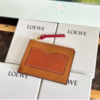 Top Quality Loewe Large Coin Card Holder in Soft Grained Leather 0402 Brown 2024
