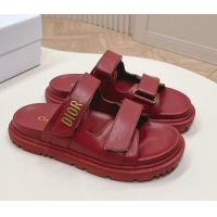 Unique Style Dior Dioract Slide Sandals in Calfskin Red 226076