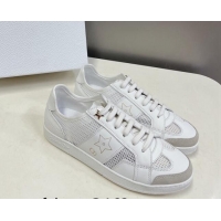Fashion Dior CD Star Calfskin and Mesh Sneakers White/Grey 325137