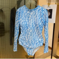 ​Classic Inexpensive Fendi Long Sleeve Swimwear 0307 Sky Blue 2024