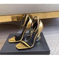 Best Grade Saint Laurent Opyum Calfskin Sandals 10.5cm with YSL Heel Gold-Tone 328038