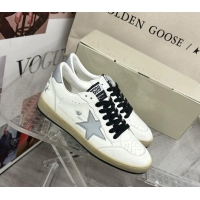 Popular Style Golden Goose GGDB Ball Star Sneakers in White Calfskin and Grey Reflective Star 328103