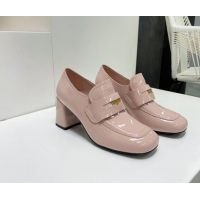 Low Cost Miu Miu Patent Leather Pumps 8.5cm with Coin Light Pink 327091