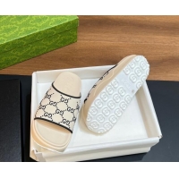 Best Product Gucci Rubber Platform Slide Sandals with Interlocking G White/Black2 319009