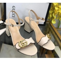 Good Looking Gucci Leather Wave Heel Sandals 7.5cm White 319040