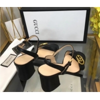 Best Product Gucci Leather Wave Heel Sandals 7.5cm Black 319041