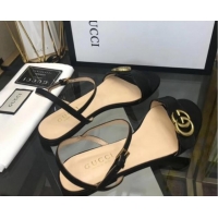 Unique Style Gucci Leather Wave Flat Sandals Black 319043