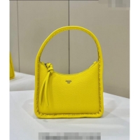 Buy Discount Fendi Mini Fendessence Hobo bag in Grained Calfskin with Topstitches 80165 Yellow 2024