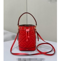 Best Price Fendi Mon Tresor Mini Bucket Bag in FF Leather 8637 Red 2024