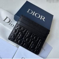 Famous Brand Dior Men's Card Holder Wallet in Dior Gravity Calf Leather CD8049 Black 2023