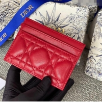 Promotional Dior Lady Dior Card Holder in Supple Cannage Lambskin CD1101 Red 2024