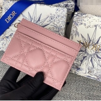 Good Taste Dior Lady Dior Card Holder in Supple Cannage Lambskin CD1102 Pink 2024