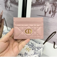 Best Price Dior Caro Five-Slot Card Holder Wallet in Calfskin CD1105 Light Pink 2024
