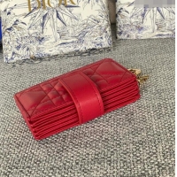 Luxury Cheap Dior Lady 5-Gusset Card Holder Wallet in Cannage Lambskin CD20201 Red 2024
