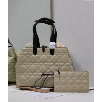 Top Quality Dior Medium Toujours Tote bag in Macrocannage Calfskin CD2069 Beige/Black 2024
