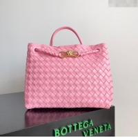 Well Crafted Bottega Veneta Medium Andiamo Top Handle Bag in Intrecciato Suede 743572 Pink 2024
